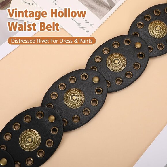 Adjustable Women’s Western Belt with Conchos - Versatile Boho Accessory, 41-48" - Picture 5 of 6